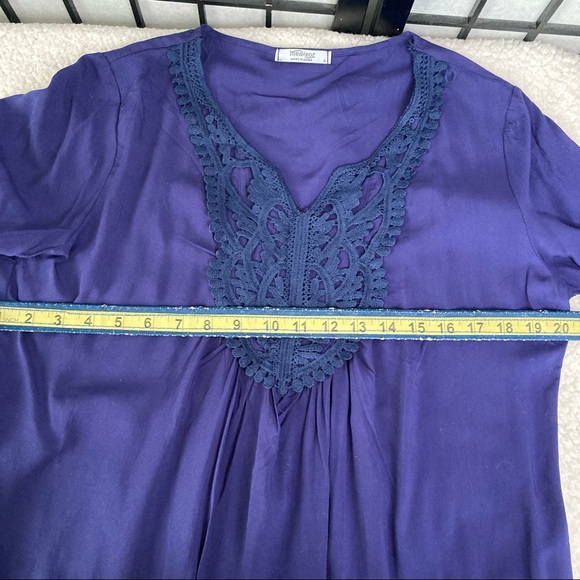 Anthropologie Lace Flare Sleeve Blouse Blue Small - Picture 12 of 14